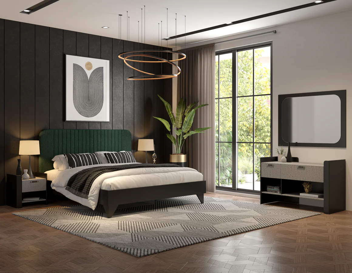 Kav King Bed Set (Bed, Bed Side Tables, Dresser, Mirror) — image 3